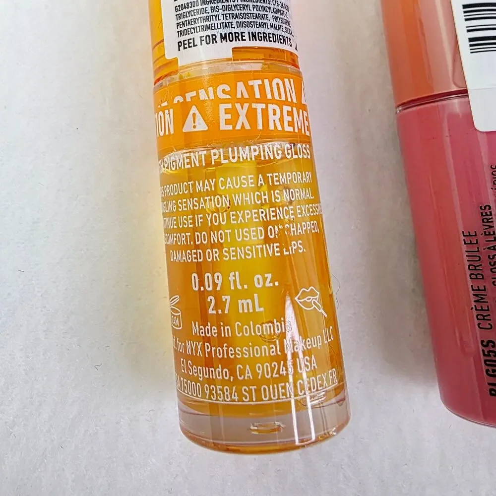 New NYX Lip Gloss Duo Butter Gloss & Duck Plump Clear Gloss Creme Brulee Bundle